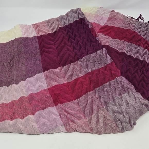 COLDWATER CREEK PINK PURPLE COLORBLOCK CRINKLE OVERSIZE SCARF SHAWL WOMEN OS - Picture 13 of 14